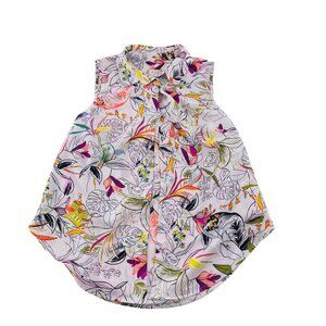 A New‎ Day Floral Sleeveless Button-Up Blouse  Size S  Lightweight & Colorful